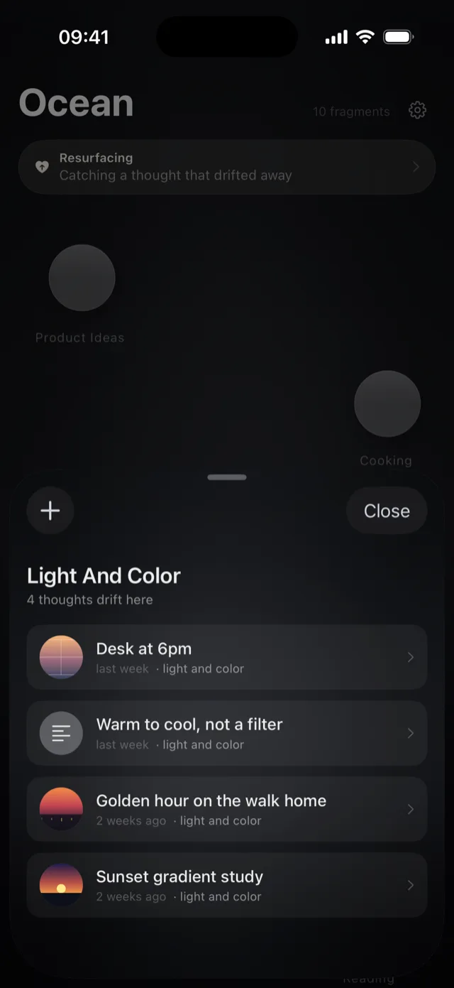 Inside one current in Oryne: every thought about light and color, newest first.